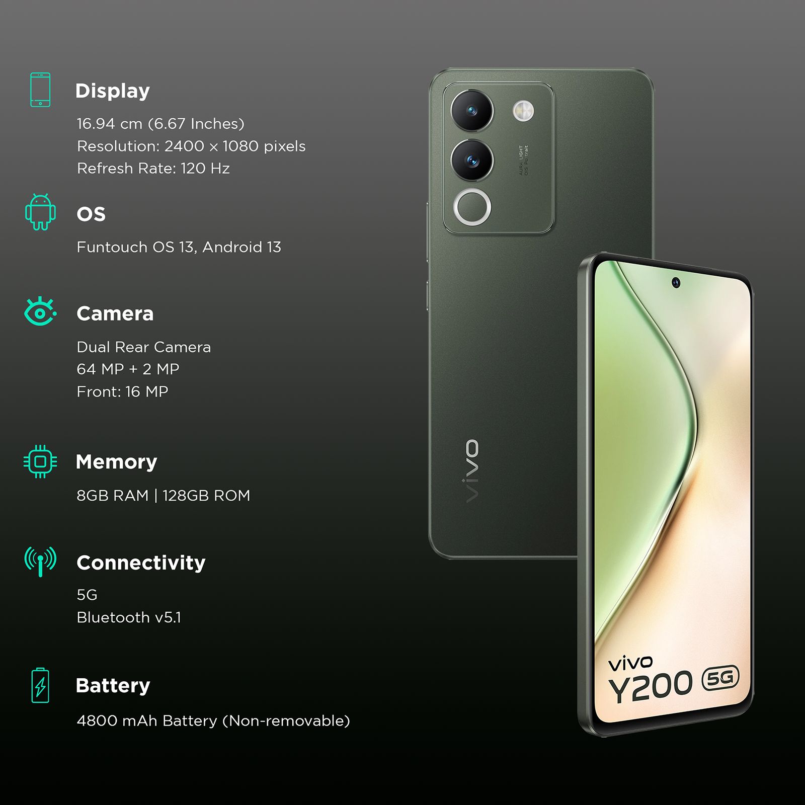 Buy Vivo Y200 5G 8GB RAM 128GB Jungle Green Online Croma buy-vivo-y200-5g-8gb-ram-128gb-jungle-green-online-croma